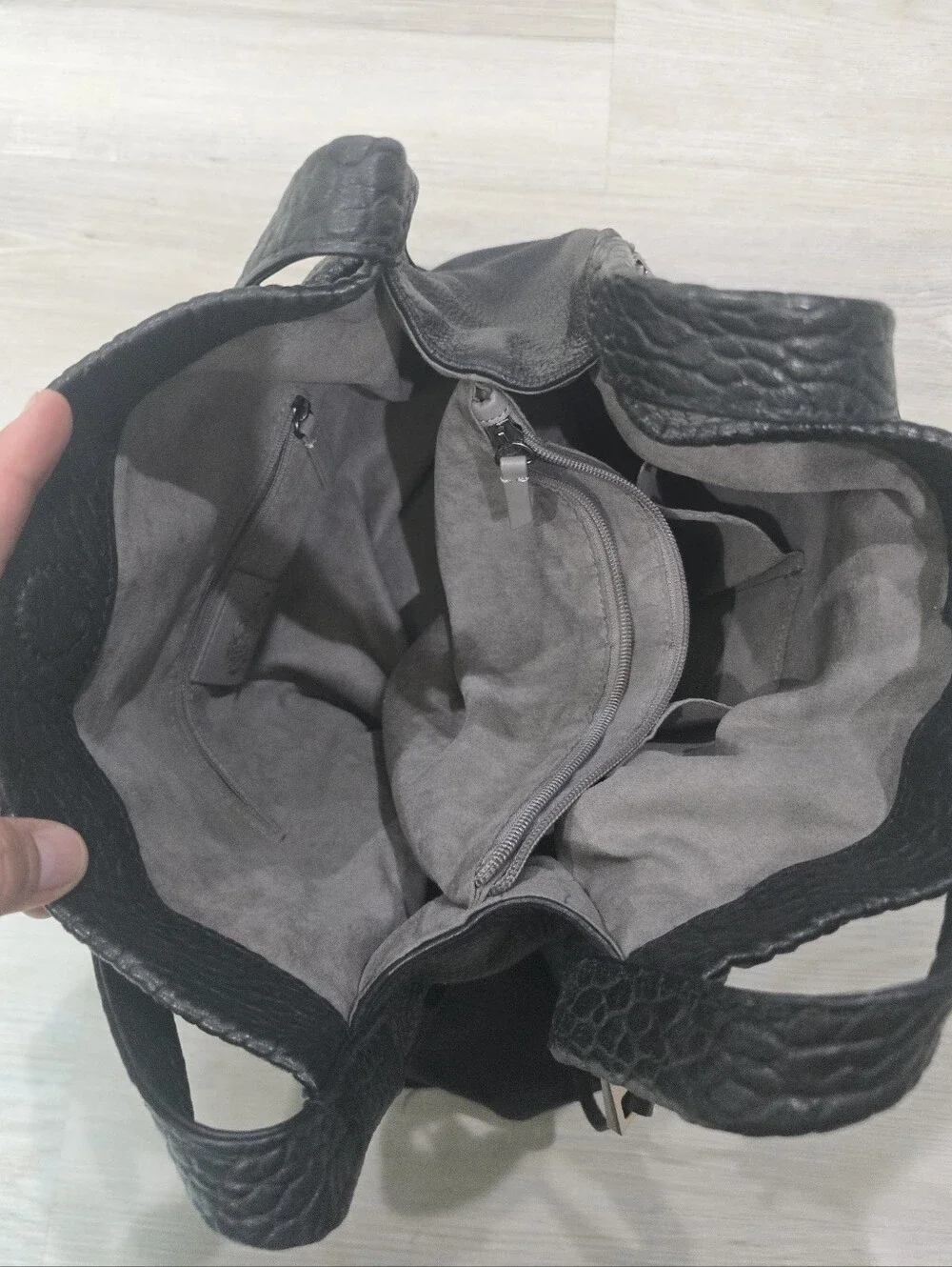 Vince Camuto Zani Pebbled Leather Tote Bag Black